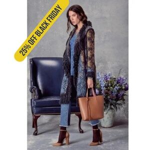 Johnny Was Tokley Fringed Embroidery Open-Front Duster NWT